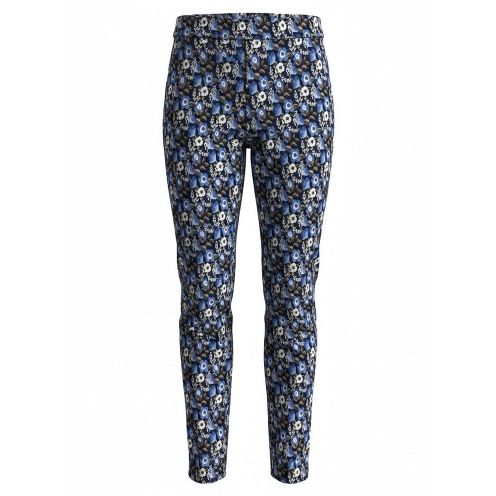 J McLaughlin women’s Blue Floral Print Slim Pants size 2 stretch